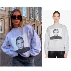 Anine Bing Ramona Kate Moss Oversized Crewneck Sweatshirt XS